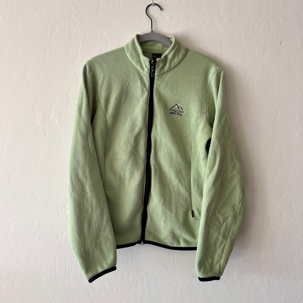 Vintage Granola Embroidered Park City Jacket Size Medium Green Full Zip